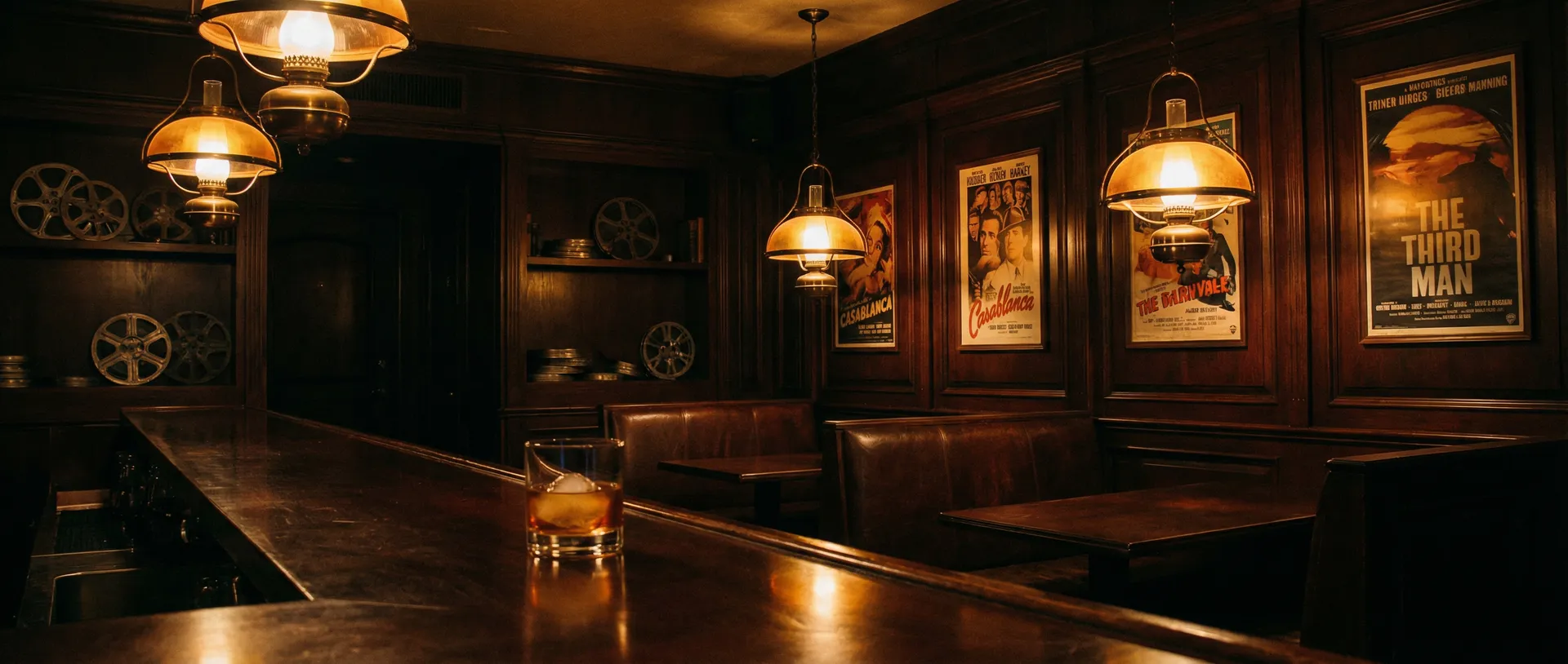 老式酒馆吧台上的威士忌杯与暖黄灯光 - 海角视频 酒馆氛围